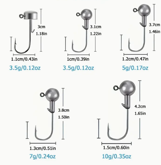 tête plombée Jig Ultra-Tranchant avec Pointe Barbelée - lot de 15